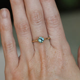 1.00ct Round Teal Madgascar Sapphire Classic Four Prong Solitaire in 14k Yellow Gold