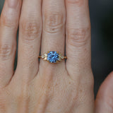 2.73ct Cushion Cut Moyo Sapphire and Marquise Diamond Cluster Ring in 18k Yellow Gold