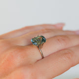 6.91CT UNTREATED EMERALD CUT MADAGASCAR SAPPHIRE, AQUA BLUE GREEN-GREY, 12.1X8.6X6.3MM