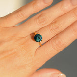3.63CT ROUND MADAGASCAR SAPPHIRE, TEAL BLUE WITH GREEN, 8.9X6MM