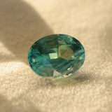 7.75CT OVAL MADAGASCAR SAPPHIRE, GREEN WITH YELLOW AND TEAL, 13.6X10.2X6.7MM