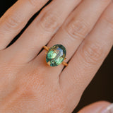 7.75CT OVAL MADAGASCAR SAPPHIRE, GREEN WITH YELLOW AND TEAL, 13.6X10.2X6.7MM