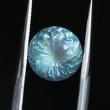2.22CT ROUND MONTANA SAPPHIRE, SILKY SOFT LIGHT AQUA BLUE, 8.1MM - APPRAISED STONE