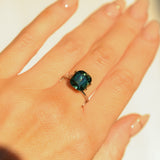 5.10CT UNTREATED CUSHION MADAGASCAR SAPPHIRE, FOREST GREEN, 9.9X9X6.7MM