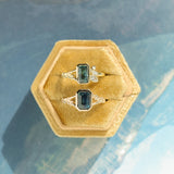 2.15ct Emerald Cut Madagascar Sapphire Wandering Vine Low Profile Bezel Split Shank Ring in 14k Yellow Gold