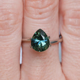 2.32CT AFRICAN PEAR SAPPHIRE, DEEP PARTI TEAL/PEACOCK, 9.28X7.5X5.25MM - APPRAISED STONE