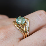 2.60ct Unheated Hexagon Montana Sapphire Low Profile Six Prong Split Shank Solitaire in 18k Yellow Gold