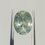 3.83CT OVAL MADAGASCAR SAPPHIRE, PARTI YELLOW WHITE BLUE, 10.2X8.2X5.6MM