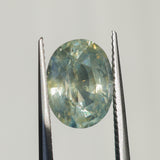 3.83CT OVAL MADAGASCAR SAPPHIRE, PARTI YELLOW WHITE BLUE, 10.2X8.2X5.6MM