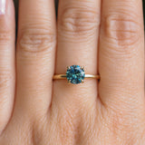 1.43ct Round Precision Cut Teal Montana Sapphire Classic 4 Prong Solitaire in 18k Yellow Gold