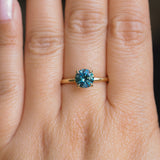 1.43ct Round Precision Cut Teal Montana Sapphire Classic 4 Prong Solitaire in 18k Yellow Gold