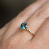1.43ct Round Precision Cut Teal Montana Sapphire Classic 4 Prong Solitaire in 18k Yellow Gold
