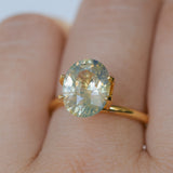 3.83CT OVAL MADAGASCAR SAPPHIRE, PARTI YELLOW WHITE BLUE, 10.2X8.2X5.6MM