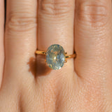 3.83CT OVAL MADAGASCAR SAPPHIRE, PARTI YELLOW WHITE BLUE, 10.2X8.2X5.6MM
