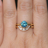 1.43ct Round Precision Cut Teal Montana Sapphire Classic 4 Prong Solitaire in 18k Yellow Gold