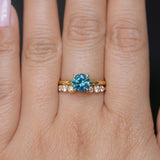 1.43ct Round Precision Cut Teal Montana Sapphire Classic 4 Prong Solitaire in 18k Yellow Gold