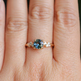 0.88ct Round Madagascar Sapphire and Diamond Starry Night Low Profile Solitaire in 14k Yellow Gold