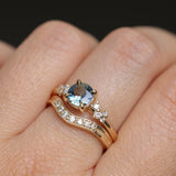 0.88ct Round Madagascar Sapphire and Diamond Starry Night Low Profile Solitaire in 14k Yellow Gold