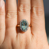 2.54ct Untreated Montana Sapphire Antique-Style Low Profile Diamond Halo Ring in 14k Yellow Gold- Appraised Stone