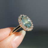 2.54ct Untreated Montana Sapphire Antique-Style Low Profile Diamond Halo Ring in 14k Yellow Gold- Appraised Stone