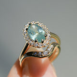 2.54ct Untreated Montana Sapphire Antique-Style Low Profile Diamond Halo Ring in 14k Yellow Gold- Appraised Stone