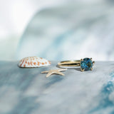 1.43ct Round Precision Cut Teal Montana Sapphire Classic 4 Prong Solitaire in 18k Yellow Gold