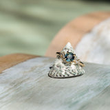 0.88ct Round Madagascar Sapphire and Diamond Starry Night Low Profile Solitaire in 14k Yellow Gold