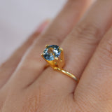 2.08CT ROUND MADAGASCAR SAPPHIRE, BICOLOR BLUE AND WHITE, UNTREATED, 7.5X4.9MM