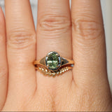 1.28ct Oval Green Montana Sapphire Low Profile 4 Prong Signet Solitaire in 14k Yellow Gold