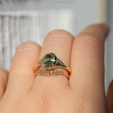1.28ct Oval Green Montana Sapphire Low Profile 4 Prong Signet Solitaire in 14k Yellow Gold