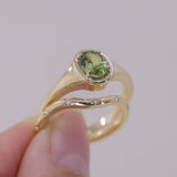 1.28ct Oval Green Montana Sapphire Low Profile 4 Prong Signet Solitaire in 14k Yellow Gold