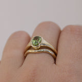 1.28ct Oval Green Montana Sapphire Low Profile 4 Prong Signet Solitaire in 14k Yellow Gold