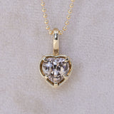 4.25ct Natural Champagne Zircon Heart Prong Pendant in 14k Yellow Gold