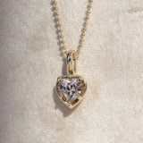 4.25ct Natural Champagne Zircon Heart Prong Pendant in 14k Yellow Gold