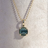 2.45ct Australian Silky Teal Sapphire 4 Prong Pendant in 14k Yellow Gold