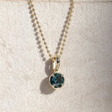 0.86ct Round Blue Montana Sapphire 4 Prong Pendant in 14k Yellow Gold