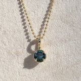 0.86ct Round Blue Montana Sapphire 4 Prong Pendant in 14k Yellow Gold
