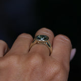 1.93ct Untreated Oval Brilliant Nigerian Parti Sapphire East-West Bezel Solitaire Alluvial Style Ring in 14k Green Gold
