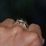 1.93ct Untreated Oval Brilliant Nigerian Parti Sapphire East-West Bezel Solitaire Alluvial Style Ring in 14k Green Gold