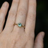 0.97ct Round Madagascar Teal Sapphire Low Profile Scallop Cup Solitaire in 14k Yellow Gold