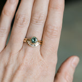 0.97ct Round Madagascar Teal Sapphire Low Profile Scallop Cup Solitaire in 14k Yellow Gold