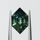 2.43CT ELONGATED HEXAGON MADAGASCAR SAPPHIRE, PARTI GREEN AND TEAL, 11X6.9X4.8MM