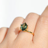 2.43CT ELONGATED HEXAGON MADAGASCAR SAPPHIRE, PARTI GREEN AND TEAL, 11X6.9X4.8MM