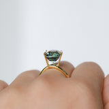 5.74CT UNTREATED CUSHION MADAGASCAR SAPPHIRE, PARTI DEEP TEAL BLUE, 10.2X8.8X7.2MM