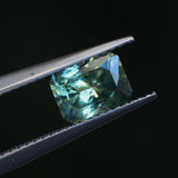 1.53CT RADIANT CUT MONTANA SAPPHIRE, PARTI GREEN YELLOW BLUE, 7.11X5.27X4.05MM