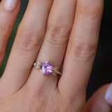 1.79ct Cushion Cut Pink Sapphire and Diamond Cluster Ring in 14k Yellow Gold