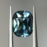 2.60CT CUSHION MADAGASCAR SAPPHIRE, PARTI TEAL BLUE AND WHITE, 8.9X7.2X4.7MM