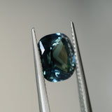 2.60CT CUSHION MADAGASCAR SAPPHIRE, PARTI TEAL BLUE AND WHITE, 8.9X7.2X4.7MM