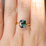 2.60CT CUSHION MADAGASCAR SAPPHIRE, PARTI TEAL BLUE AND WHITE, 8.9X7.2X4.7MM