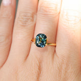 2.60CT CUSHION MADAGASCAR SAPPHIRE, PARTI TEAL BLUE AND WHITE, 8.9X7.2X4.7MM